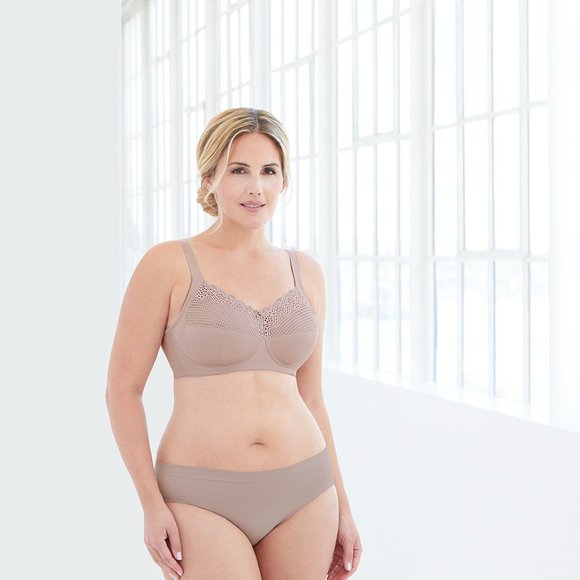 Set of 3! 50H Plus-Size Glamorise COMFORT LIFT Wireless Bra SOFT-LACE Taupe NEW - Picture 8 of 14
